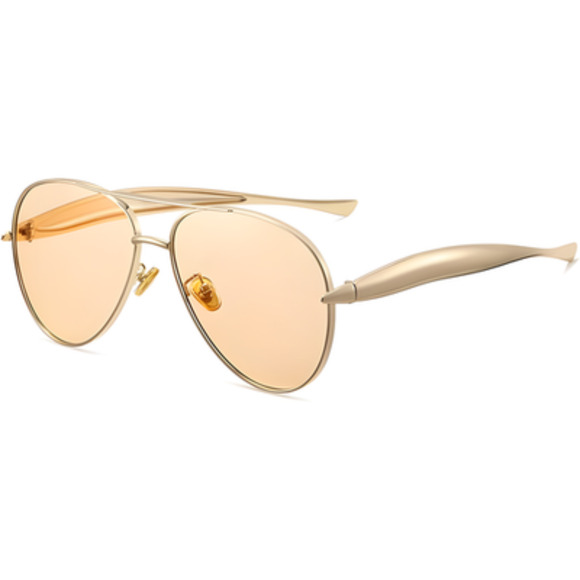 Gold & Brown Pilot Sunglasses For Mens Womens Pilot Oversized Modern Stylish - Picture 4 of 6